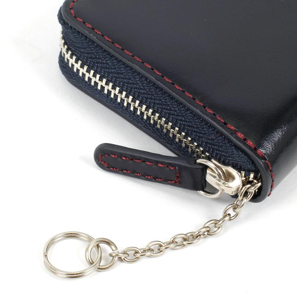 [Kitamura] Tanned Leather Key Case ZH0483 Dark Blue/Wine Stitch [Navy]