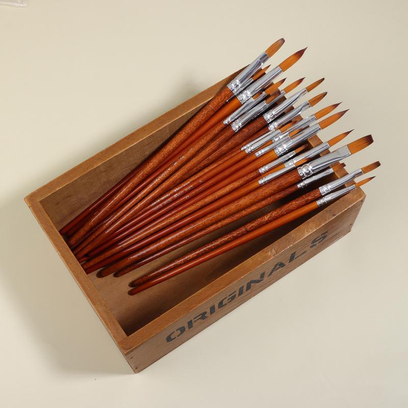 Professional Fine Detail Artist Brushes Set 12PCS Flat and Pointed Head Premium Paint Brushes for Canvas Watercolor Art Drawing