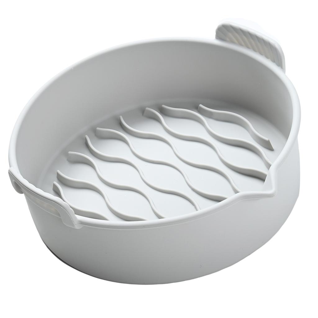 Fritös Silikonkruka med Handtag Vikbar Lätt att Rengöra Återanvändbar Fritös Bakform för Kaka Grillugnar