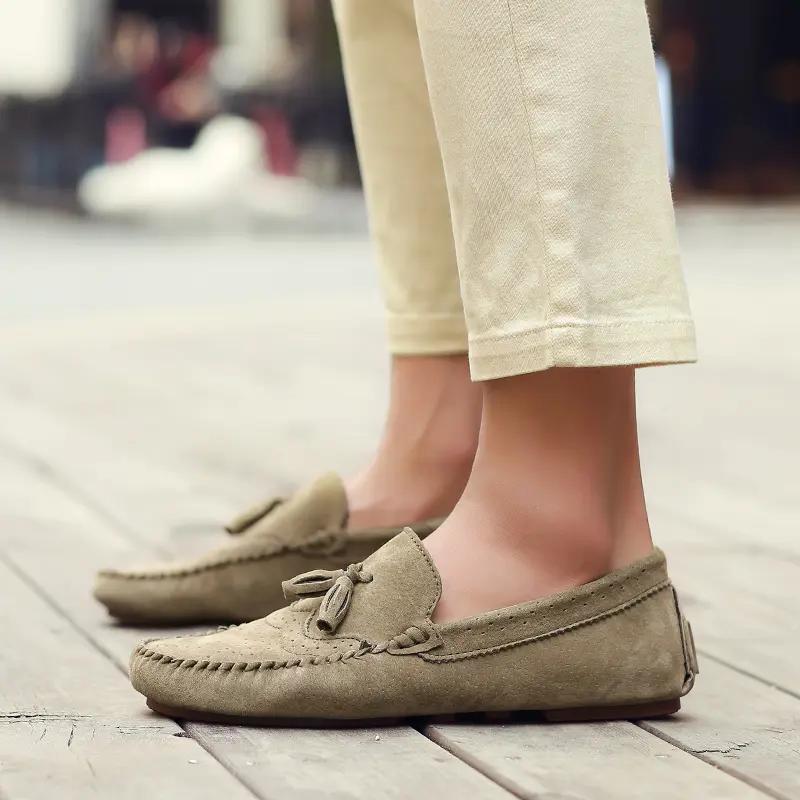 Fashion Men's Loafers Casual Leather Shoes Moccasins Flat Driving Shoes