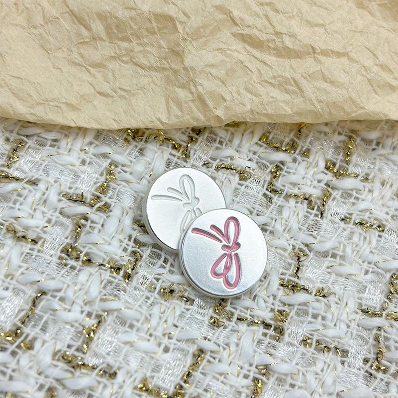 5Pcs Korean INS Cute Sweety Bow Metal Flat Button Women Coat Sweater Knitted Cardigan Craft Deco Clothing DIY Sewing Accessories