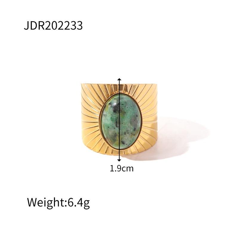 Retro Stainless Steel Gemstone Ring with Gold Band Jewelry From The Vintage Era