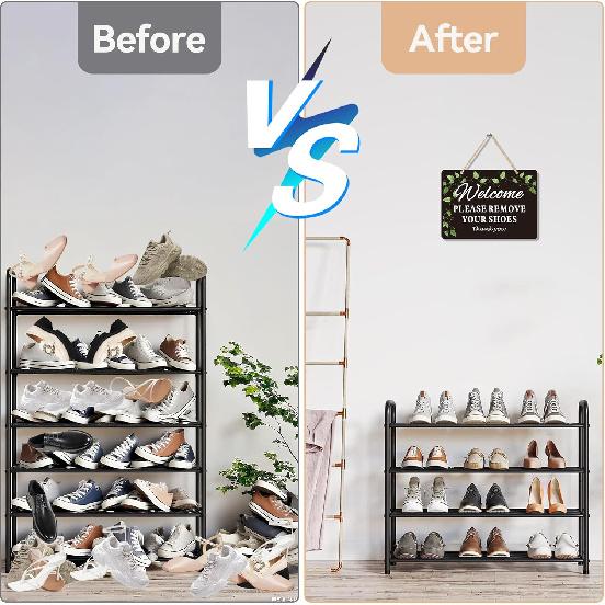 2 Pack Please Remove Your Shoes Front Door Signs - Aluminum Welcome Take Off Your Shoe Sign for Home with Hanging Rope - No Shoe Signs for House