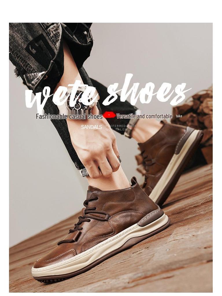 Men's High-Top Waterproof Non-Slip Skate Sneakers - Trendy Autumn Casual Shoes for Teens and Students