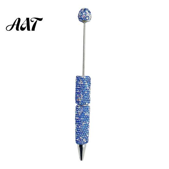 Refillable Bling Writing Pen Diamond Beadable Pens, Rhinestone Beaded DIY Bead Pen, Crystal Shaft Retractable Twist Ballpoint Black Ink Pens