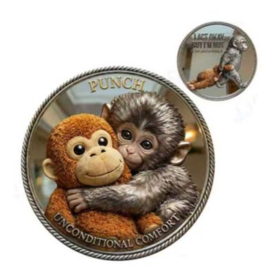 Gedenkmünze Ich liebe Punch Protect Monkey 3D Reliefmünze Neuheit Sammlerstück Medaillon Affen-Thema Dekoration für Spielefans Andenken & DIY-Bastelarbeiten