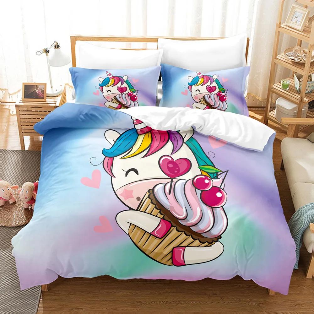 Cute Dream Unicorn Bedding Set Adults Children Winter Duvet Cover Sets Kids,twin Full Bedroom Set Home Textile Housse De Couette