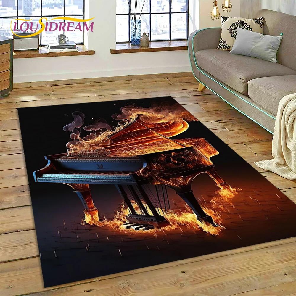 3D Dream Piano Key Music Instrument Cartoon Area Rug Duży, Dywan do Domu Salon Sofa Wycieraczka Dekoracja, Dziecięca Mata Antypoślizgowa Podłogowa