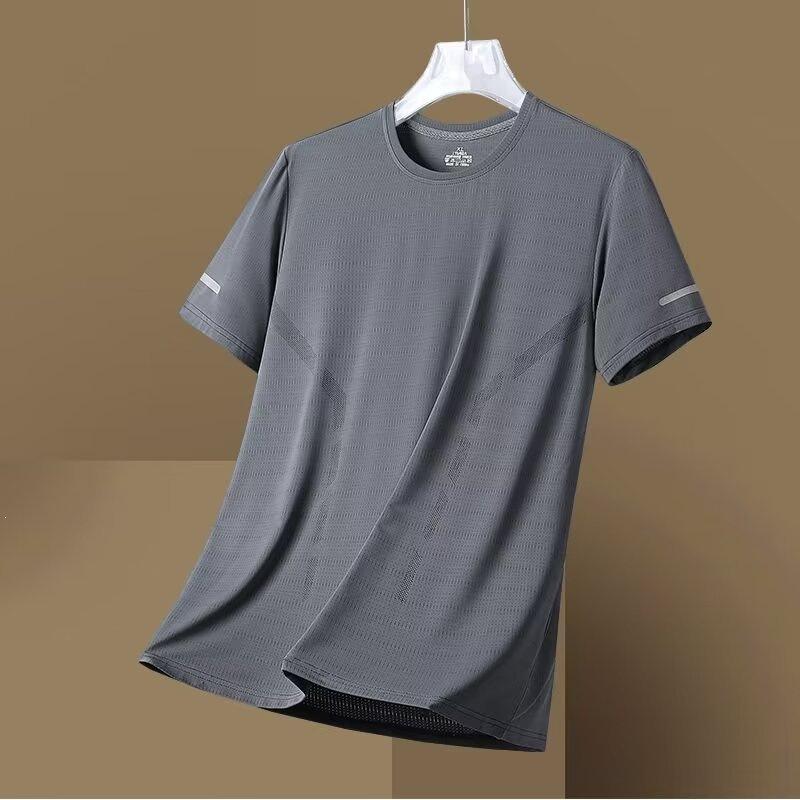 Ice Silk Running Quick-Drying Short-Sleeved Summer Mesh Fitness Sports Leisure Direct Sales Thin Loose Men'S Top