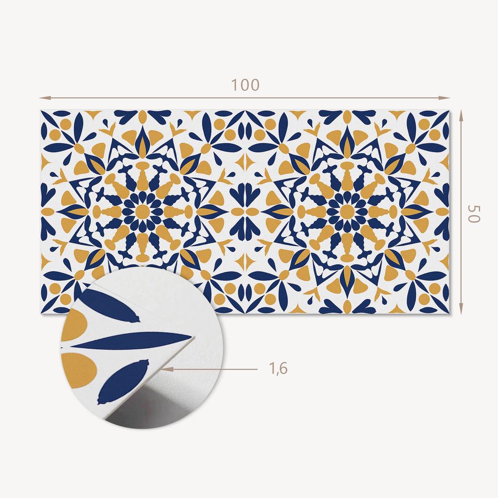 Decorative Self-Adhesive Vinyl Panel - For Hallway 100x50 cm Floral Pattern in Symmetry