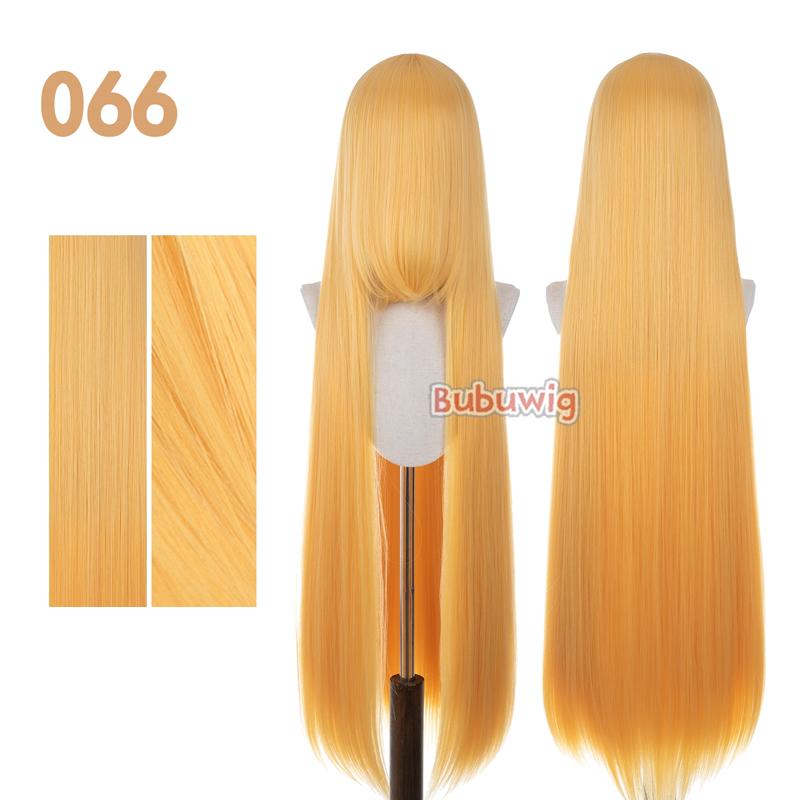 Bubuwig Synthetic Hair 100cm Long Straight Pure Color Cosplay Wigs Over 100 Colors Black White Red Blue Brown Wig Heat Resistant