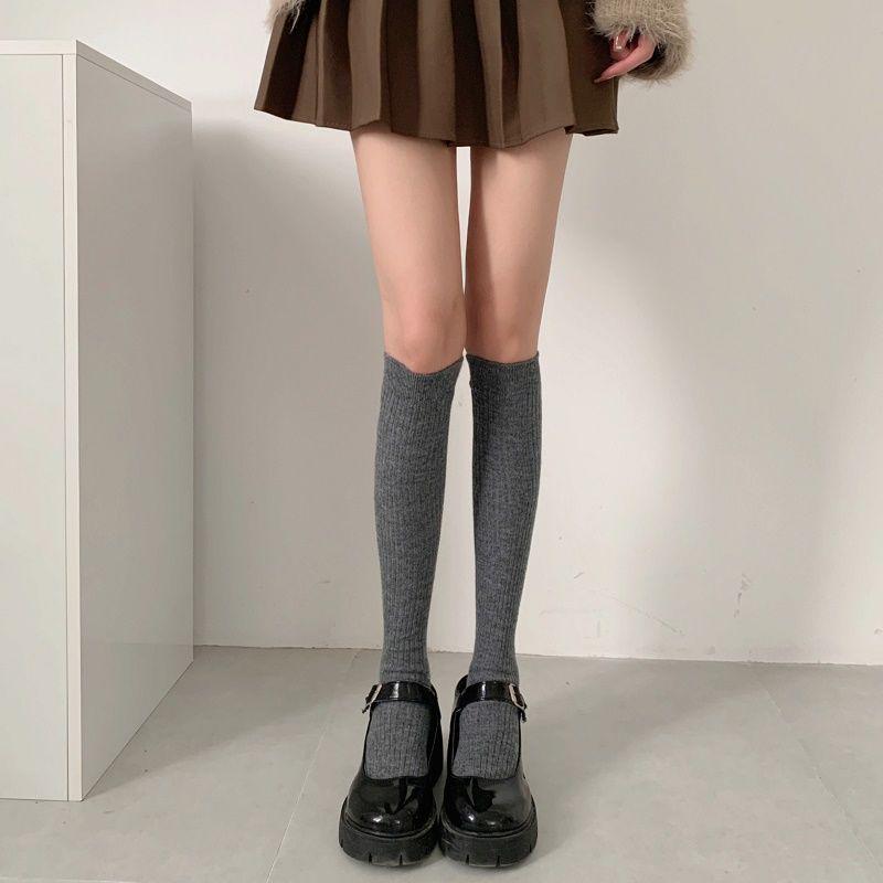 White Lace Thigh-High Stockings with Long Boots - Pure & Sexy Style for Women, Inspired by Japanese Influencers, Perfect for Spring/Autumn.