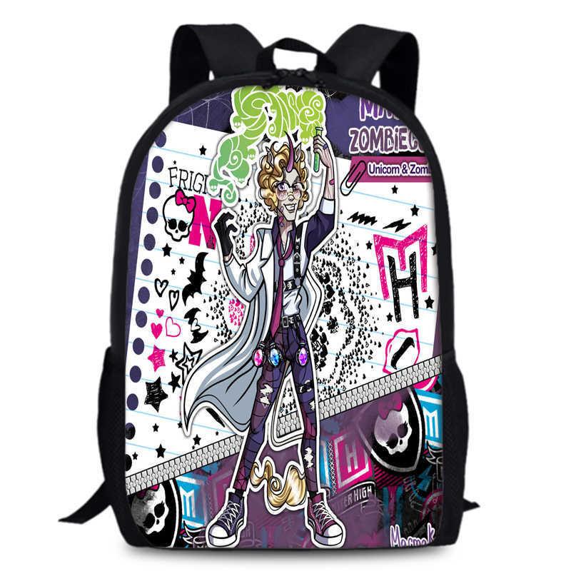 Monster High Unisex 15in Backpack Ergonomic Support Oxford Fabric Schoolbag