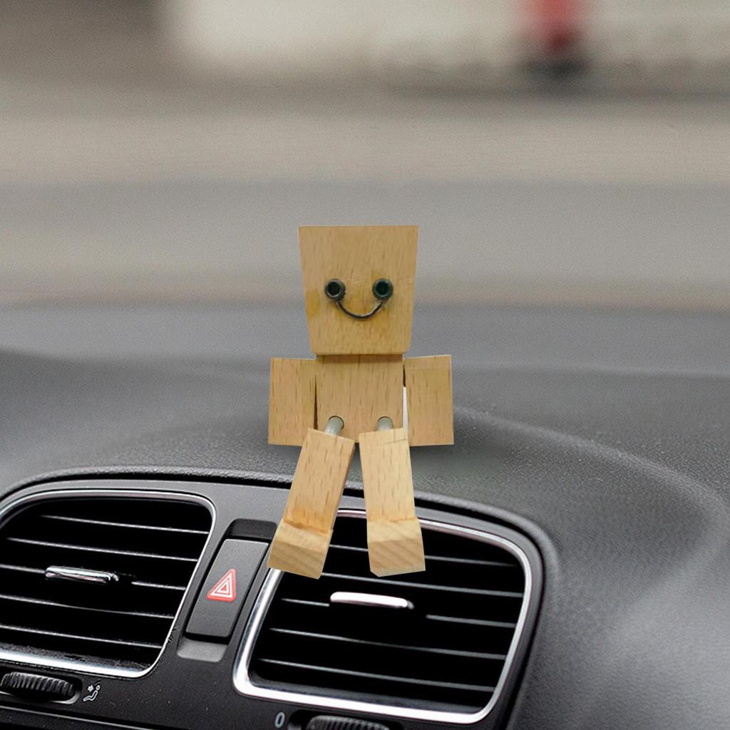 shaking wooden man Dashboard Decoration Magnetic Figurine Auto Cute interior ornament Shaking Feet Wooden Doll Desktop decor