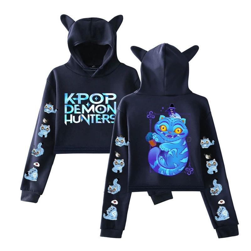 

Hot KPop Demon Hunters Anime Print Cat Ears Crop Derpy Tiger Hoodies Women Fashion Hoody Teen Girls Y2K Clothes Streetwear Casual Hooded Pullovers S темно-синього кольору