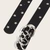 Classical Black Waistband Adjustable Belt With Star Rivets Studded For Women Daily Wear And Outdoor Activity