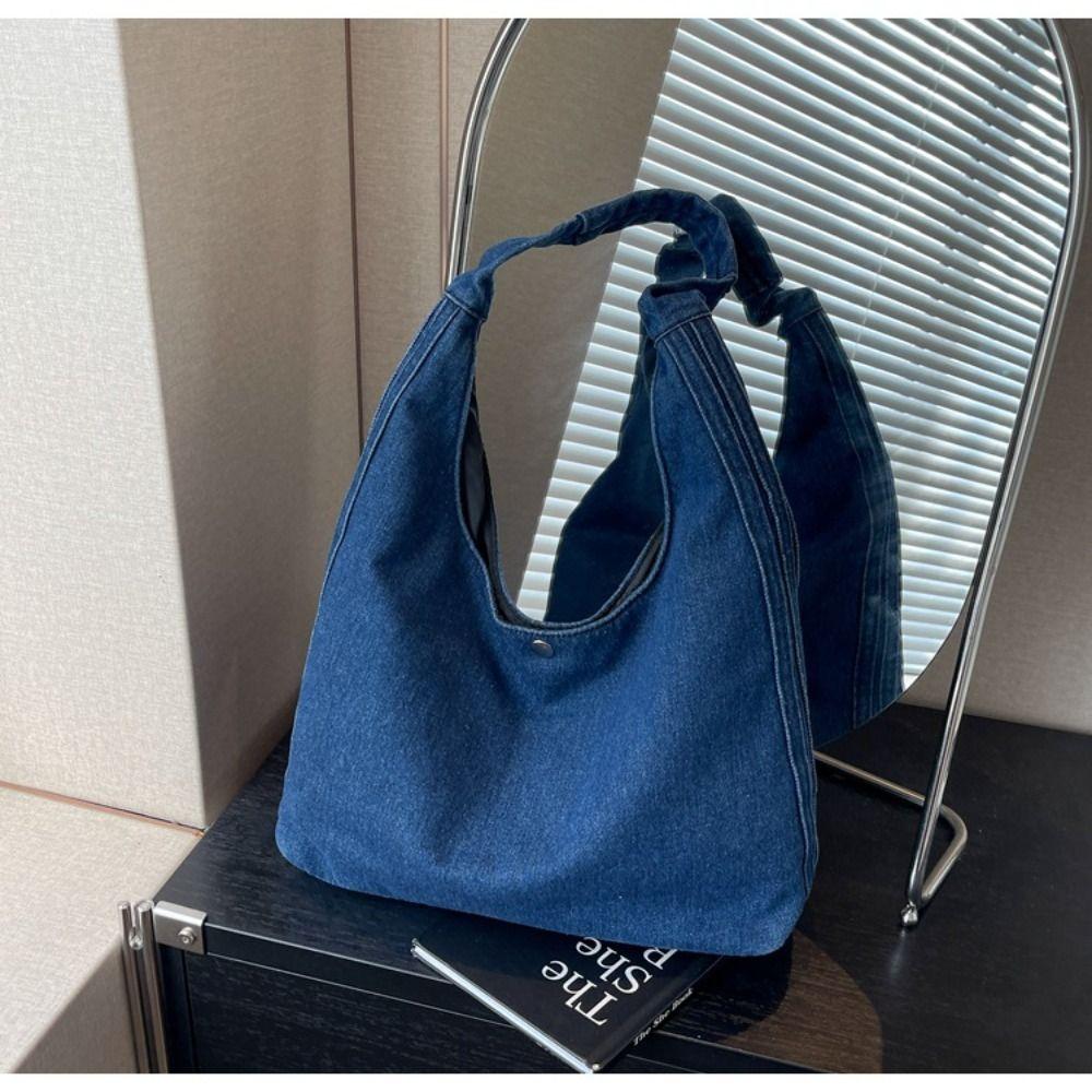 Daily Women Shoulder Bag High-capacity Wallet/Cosmetics Storage Ladies Denim Fabric Denim Tote