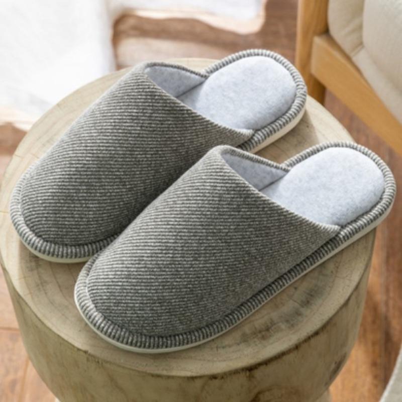 Japanese autumn and winter indoor warm cotton slippers women's household wooden floor home home non-slip couple outdoor male plus size