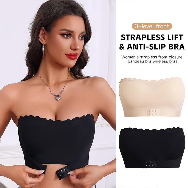 One-Shoulder Non-Slip Strapless Bra with Front Buckle and Invisible Bandage Style