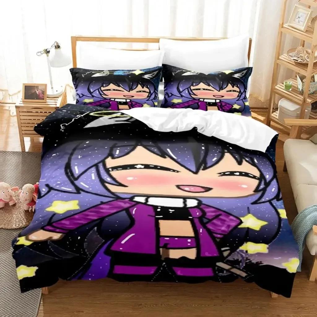 3D Print Anime Kawaii The Gacha Girl Printed Bed Set Duvet Cover Pillowcase Bedding Set Linen Sheet Quilt Cover Full Queen Size