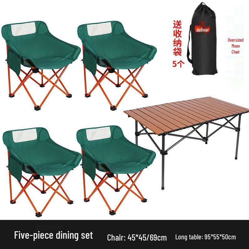 Outdoor Folding Camping Table & High-Back Chair Set