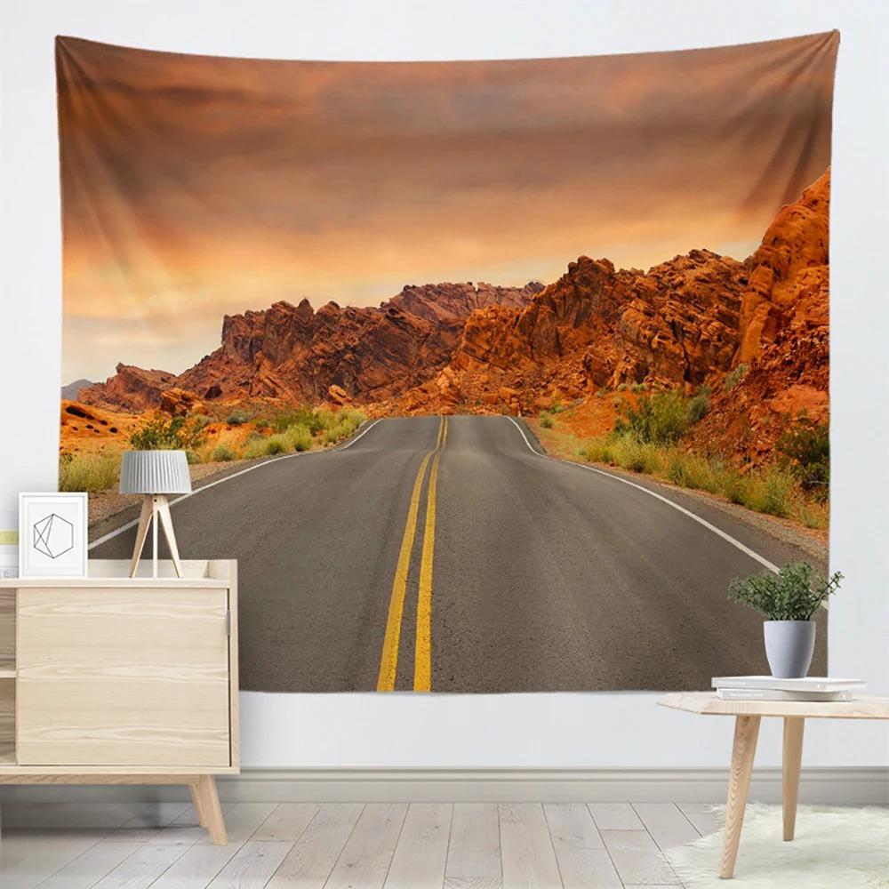 Forrest Highway Landscape Print Pattern Tapestry Home Decor Bedroom Wall Background Cloth Hanging Cloth 230x180 Cm