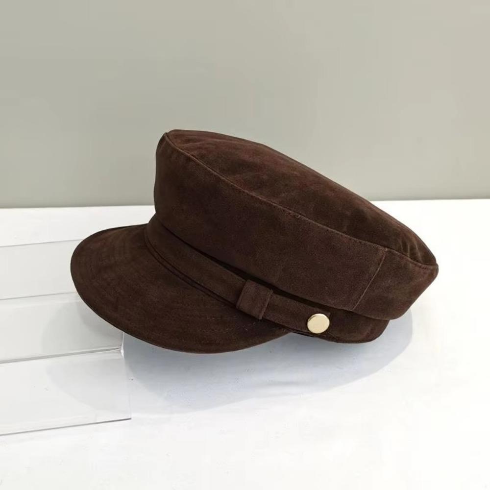 Autumn Winter Newsboy Caps Short Brim Octagonal Hat British Style Flat Top Naval Hat For Women