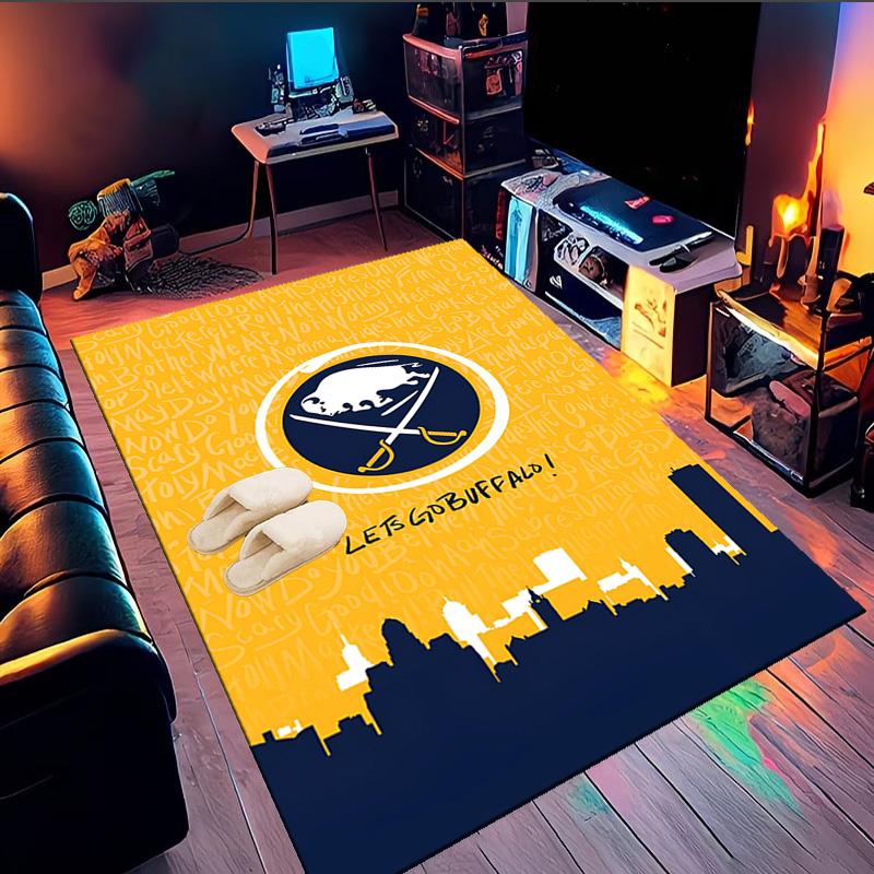 Sabres Hockey Team Spirit Area Rug Suitable for Indoor And Outdoor,Carpets for Kitchens, Homes, Offices, Living Rooms,Home Decor,Christmas Gift