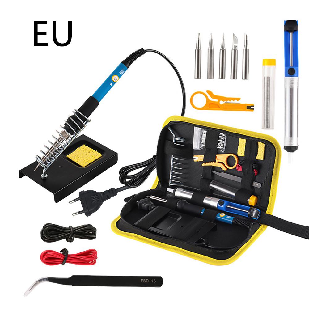 Soldering Iron Kit 60W Ceramic Heater 14 in1 Soldering Tool 200 to 450°C AdjustableTin Welding Machine with Tips Solder Wire
