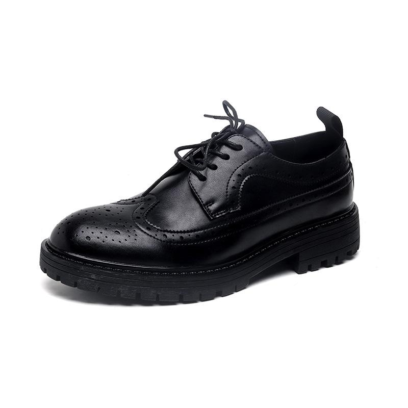 

2025 новые туфли Брок с гравировкой, повседневные мужские туфли, британские, японские, черные, с увеличением роста, маленькие кожаные туфли, мужские, корейская версия 44303-R 38 чёрный