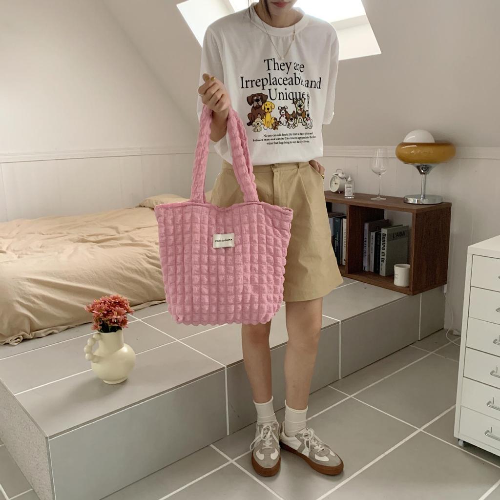 Women Cloud Bubble Flower Shoulder Bag Female Student Simple Handbag Canvas Bag