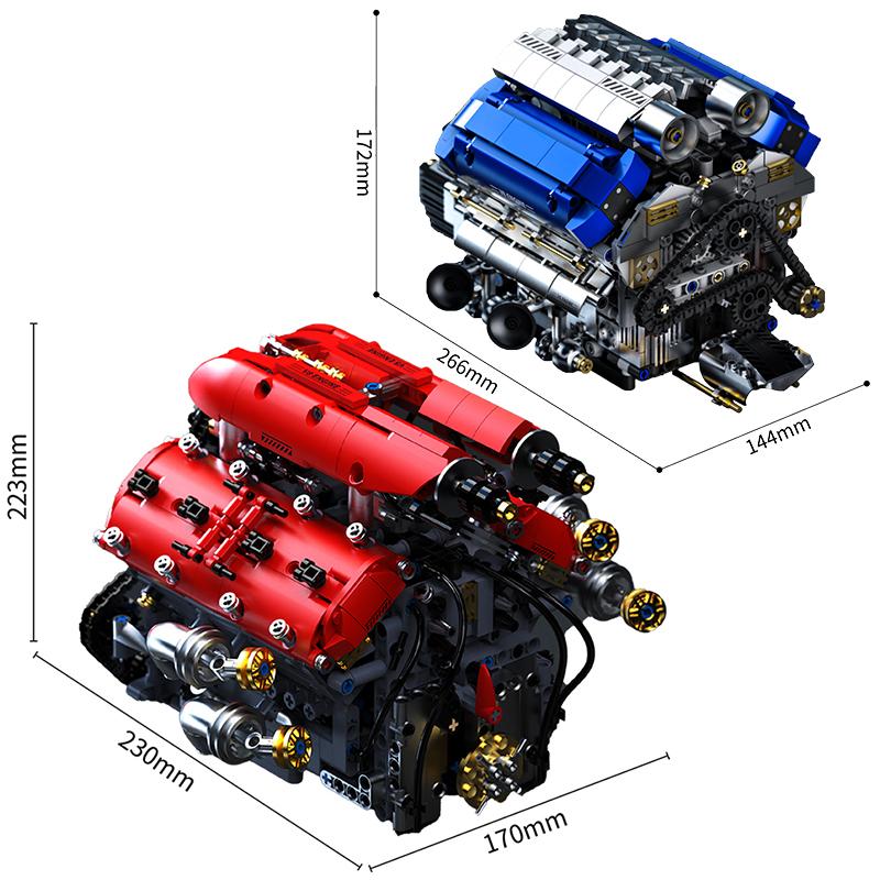 Technical V8 Electrice Driven Engine Building Blocks Simulation Supercar Engine MOC Bricks Science Education Toys Kid Adult Gift