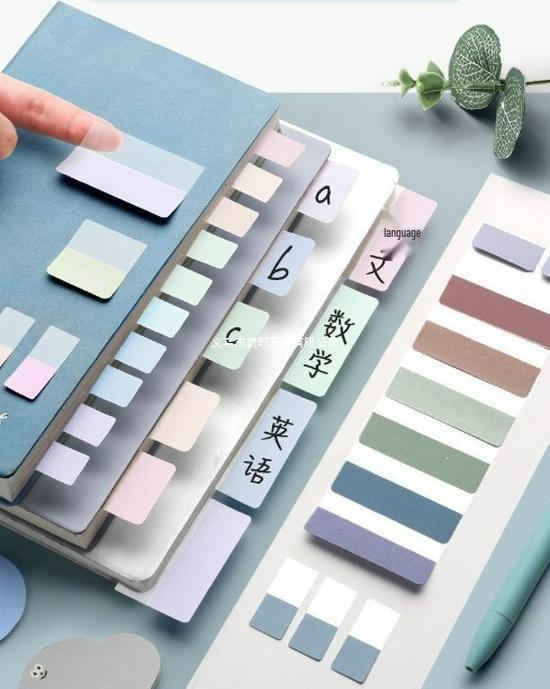 Writable Index Tabs for Student Notebooks - Sticky Note Strips for Classification & Marking