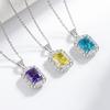 2026 Colored Treasure Ice Flower Cut High Carbon Diamond Necklace Fashionable Luxury Electroplated Real Gold Pendant