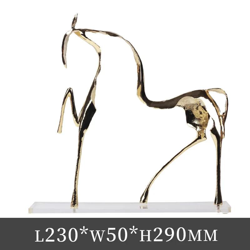 Metal Handicrafts Abstract Animal Sculpture Hollowed-out Horse Golden Horse Metal Figurine Home Decoration Accessories