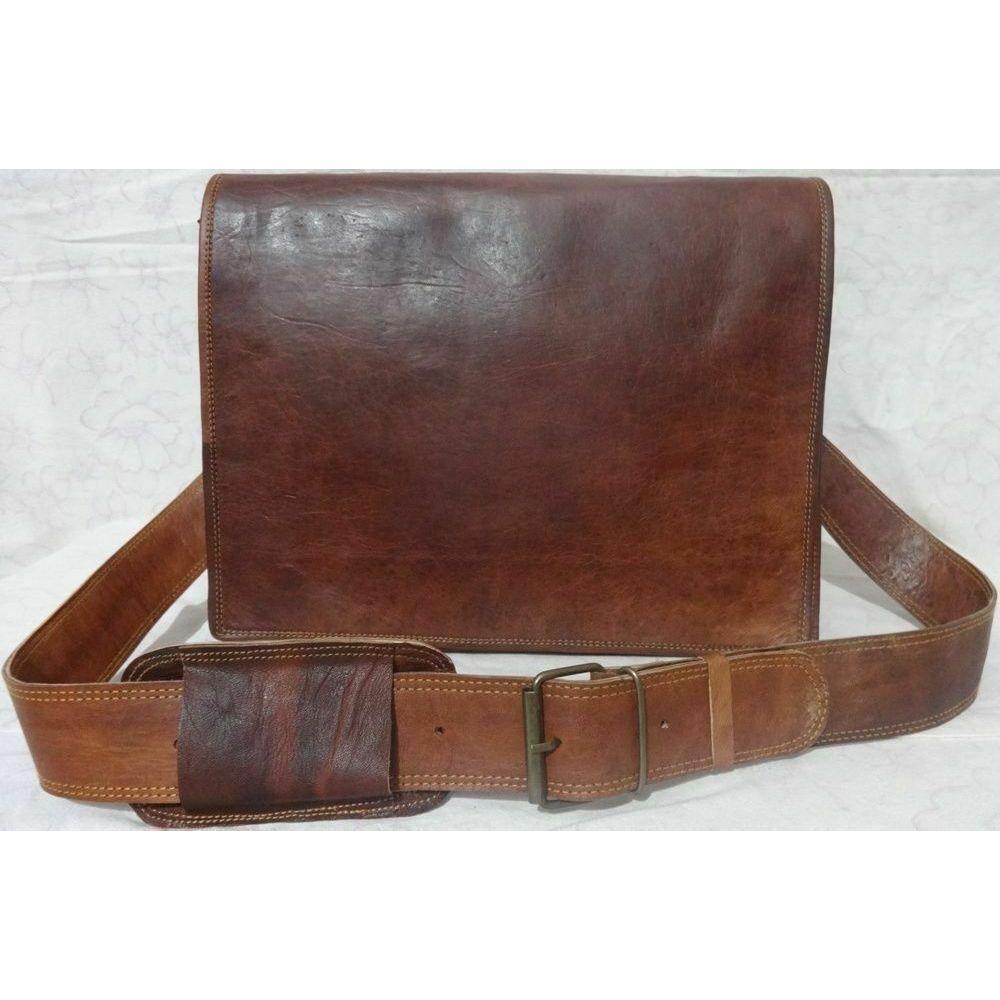 Braune Herren Leder Messenger Bag Schultertasche Laptoptasche Aktentasche Echt Vintage