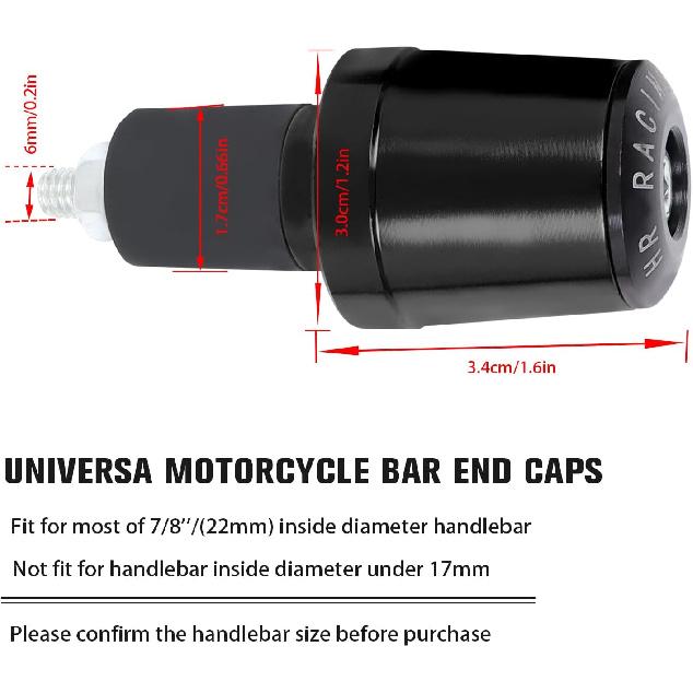CHIFUN Motorcycle Bar Ends Plug Universal for 7/8" 22mm Handlebar CNC Aluminum Bar End Caps Weight Slider Replacement for Honda Yamaha Suzuki