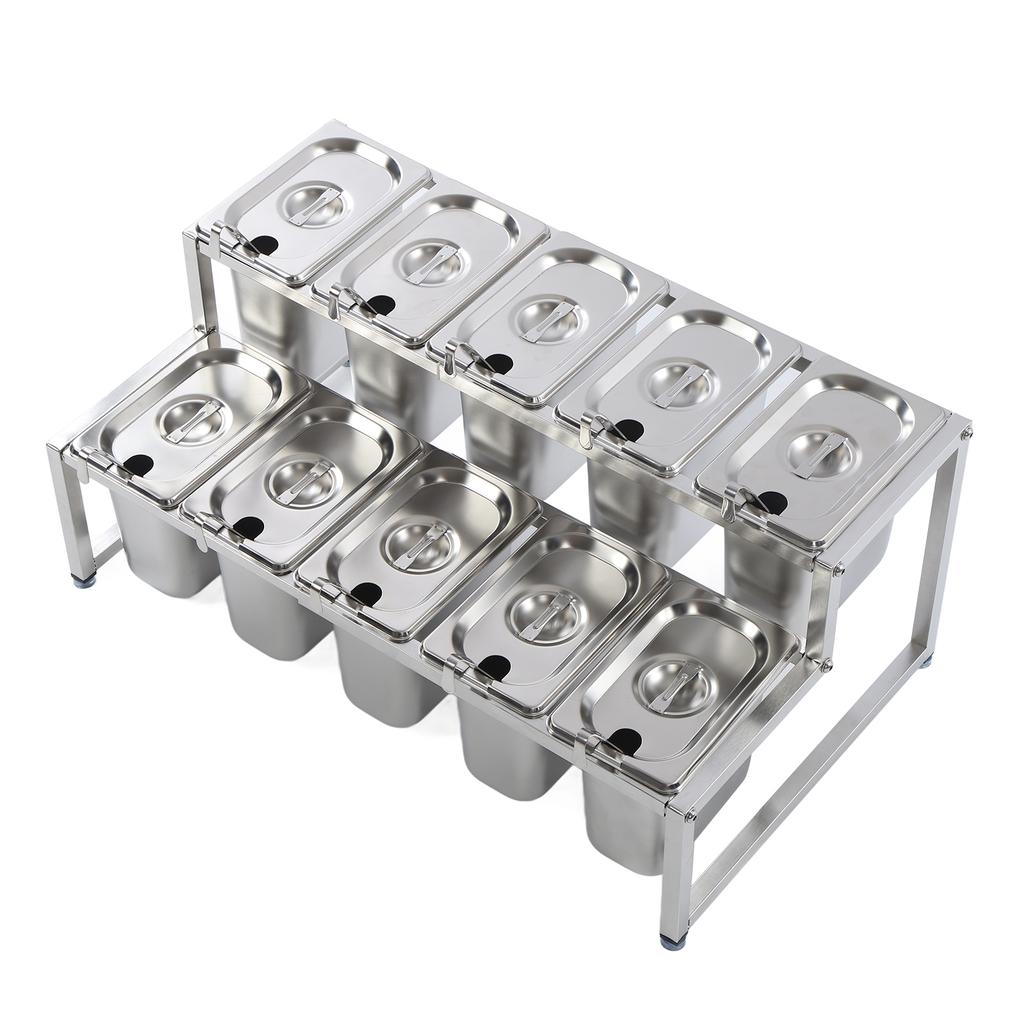 Telescopic Condiment Dispenser Dual Layers Stainless Steel Jam Pot Rack for Milk T Shop Household