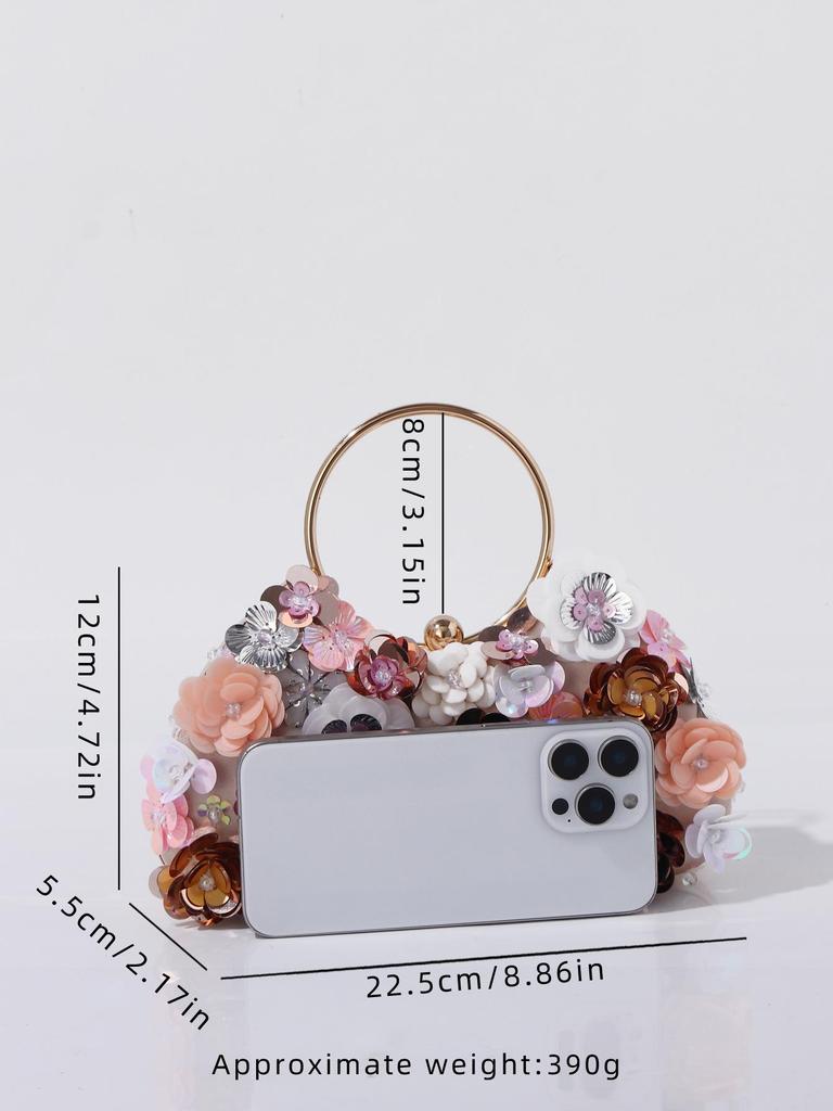 Handgefertigte Perlen-Blumen-Clutch für Hochzeiten und Partys