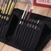 Portable Paint Brush Holder Multifunctional Foldable Cosmetic Storage Bag with Zipper Black Brush Carrying Case Artist Supplies