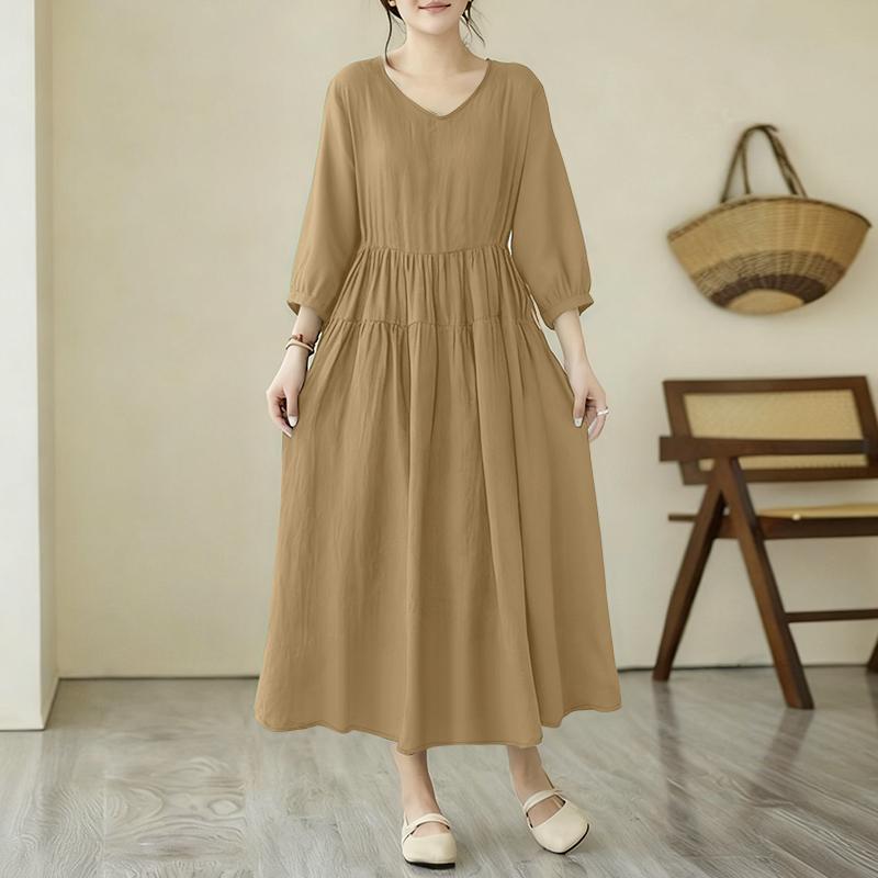 

ZANZEA Women V-Neck 3/4 Sleeve Loose Casual Dress 5XL