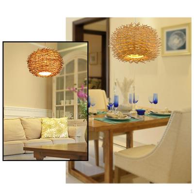 Modern Rattan Lampshade Ceiling Pendant Lamp Rustic Hand-Woven Hanging Decoration for Aisles