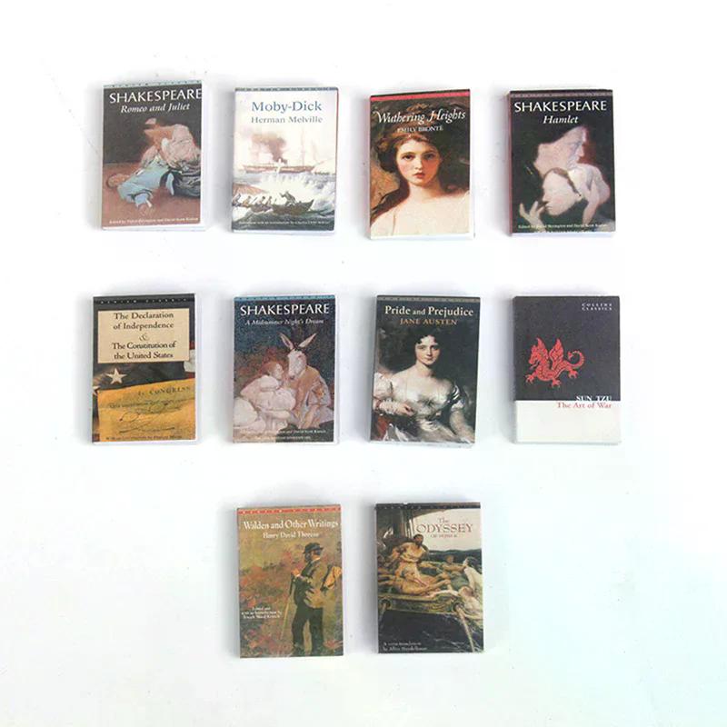 1/12 Doll House Doll House Miniature Books Study Room Decoration Children'S Toys Simulation Book Decoration 10Pcs