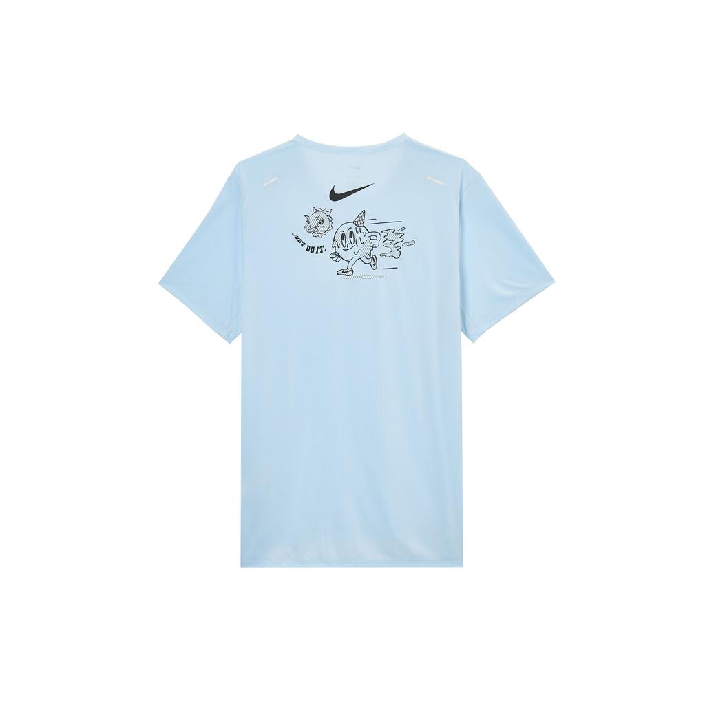 Nike Dri-FIT Rise 365 Printed Back Crew Neck T-Shirt Men Tops Blue DX6146-441