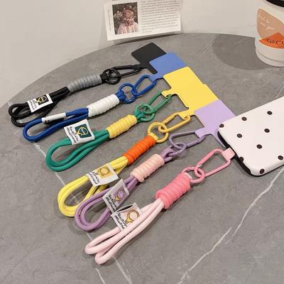 Splicing Color Mobile Phone Lanyard Multi-functional Keychain Mobile Phone Backpack Rope Hanging Ornaments