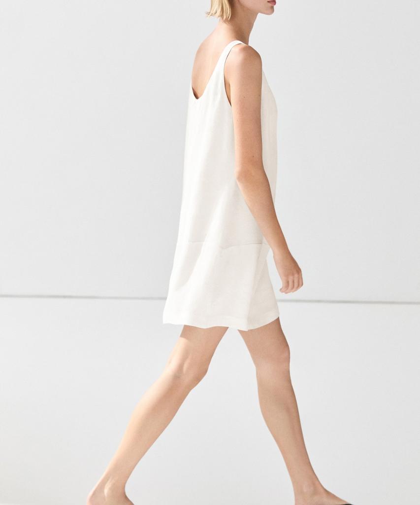 Masimodutti Linen Blend Fluid Short Dress