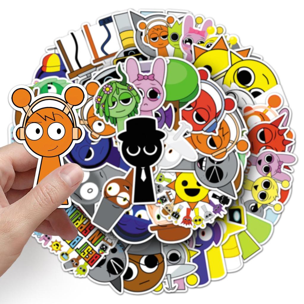 50-Pack Waterproof Cartoon Music Rhythm Stickers for Phones & Notebooks