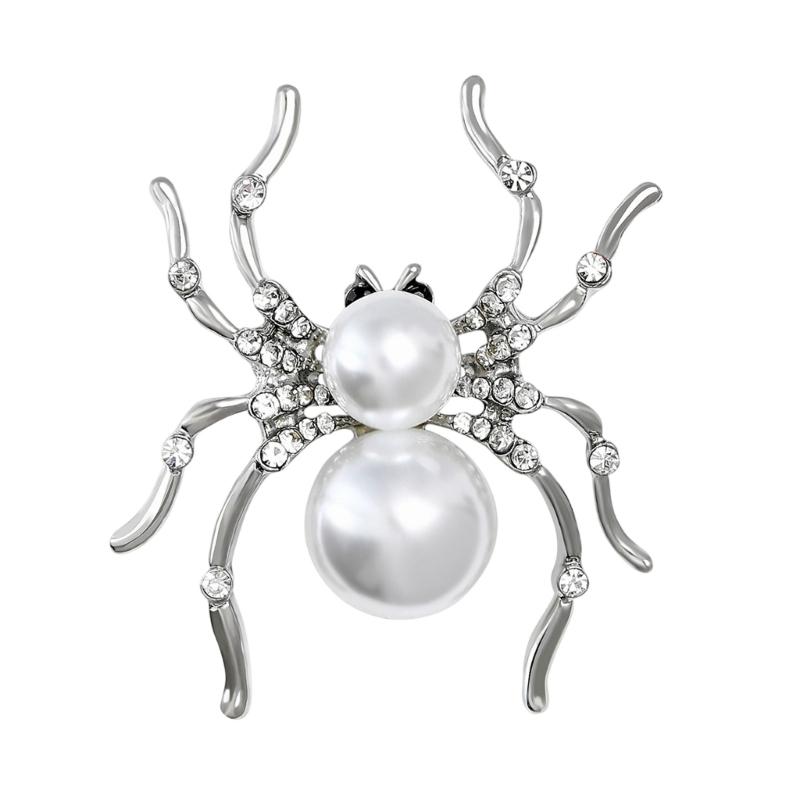 

Винтажная брошь с животными, черными и белыми жемчужинами, для Хэллоуина, унисекс, аксессуар для вечеринки, булавка, подарок, модное украшение белый