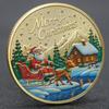 Christmas Sleigh Colored Commemorative Coins, Santa Claus Commemorative Medals, Christmas Eve, Fun Lucky Coins, Christmas Gift, Stocking Stuffers