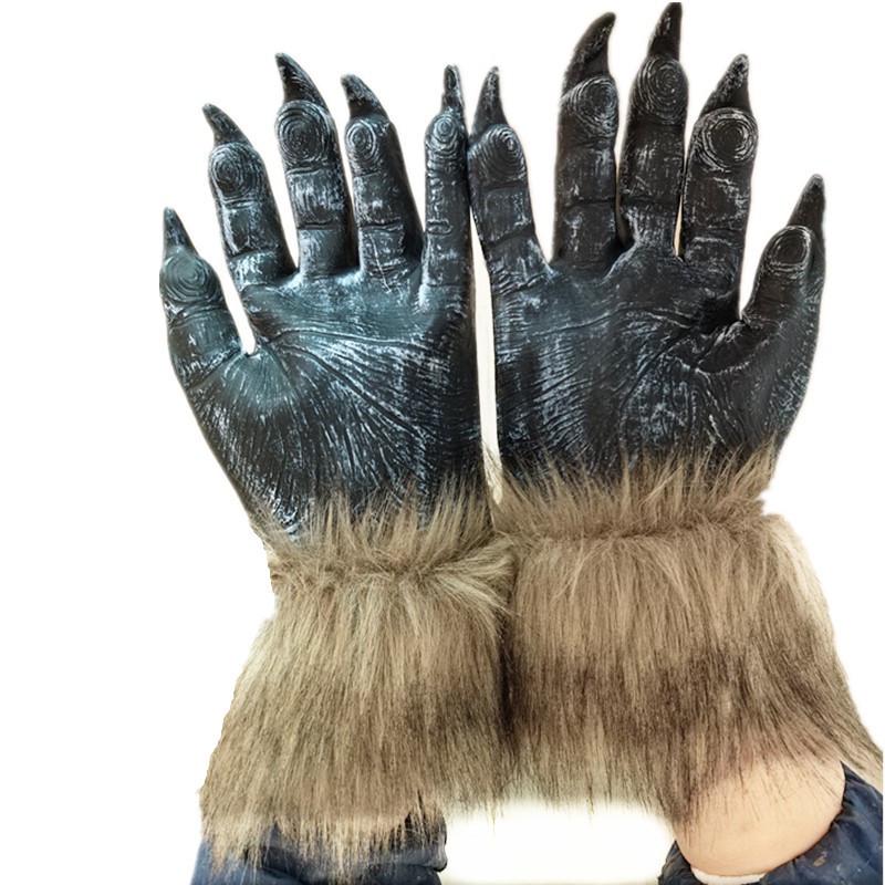 Halloween-Werwolf-Handschuhe – Maskenball-Requisiten, Plüsch-Wolfspfoten